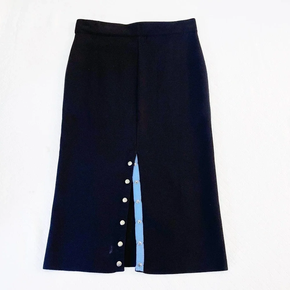 Romeo and Juliet Couture Black Pencil Skirt Backslit SZ L NWOT